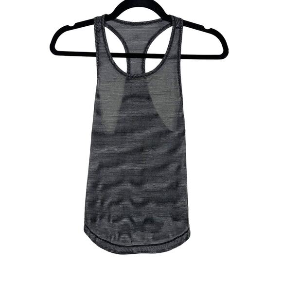 Lululemon Womens 2 Heathered Black Gray Long Distance Racerback Tank Scoop Neck - Picture 1 of 8